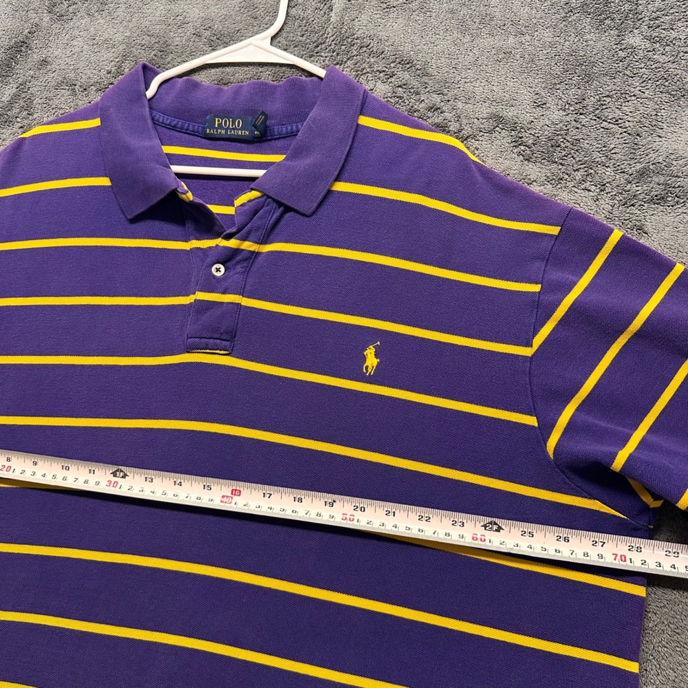 Polo Ralph Lauren Polo Shirt Mens 3XB Big Purple Yellow Striped Short Sleeve - Picture 7 of 8